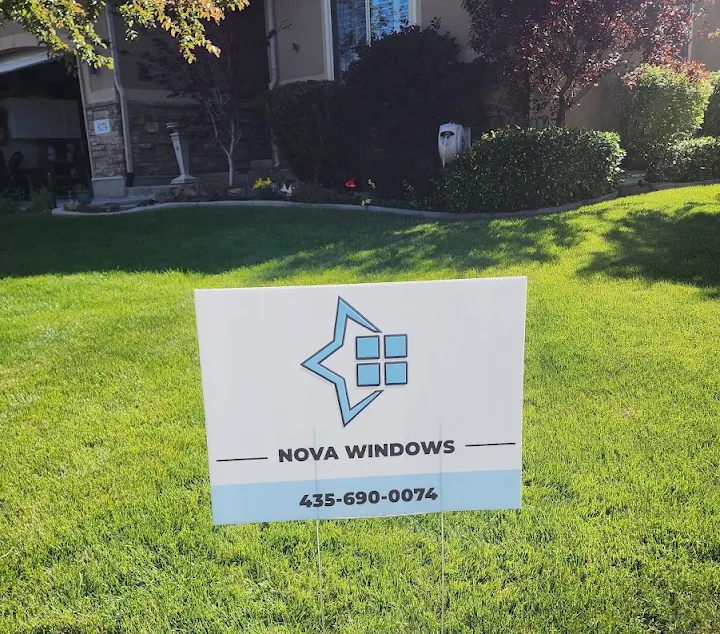 Nova Windows yard sign at a completed project